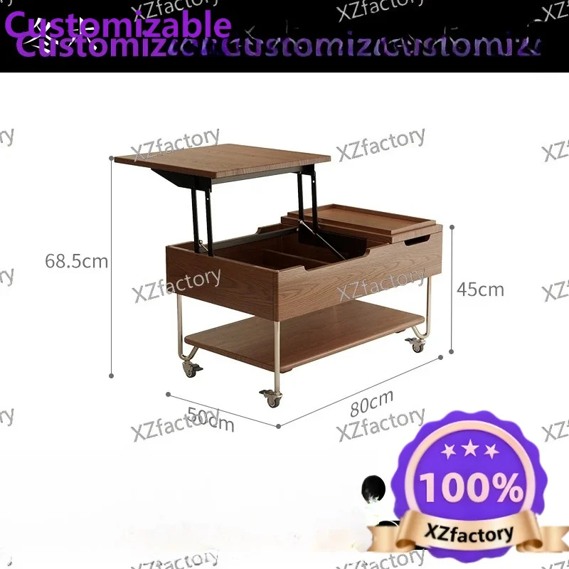 Factory Direct 2026 Top RatedSolid wood lifting coffee table movable multi-functional sofa side cabinet small apartment living r