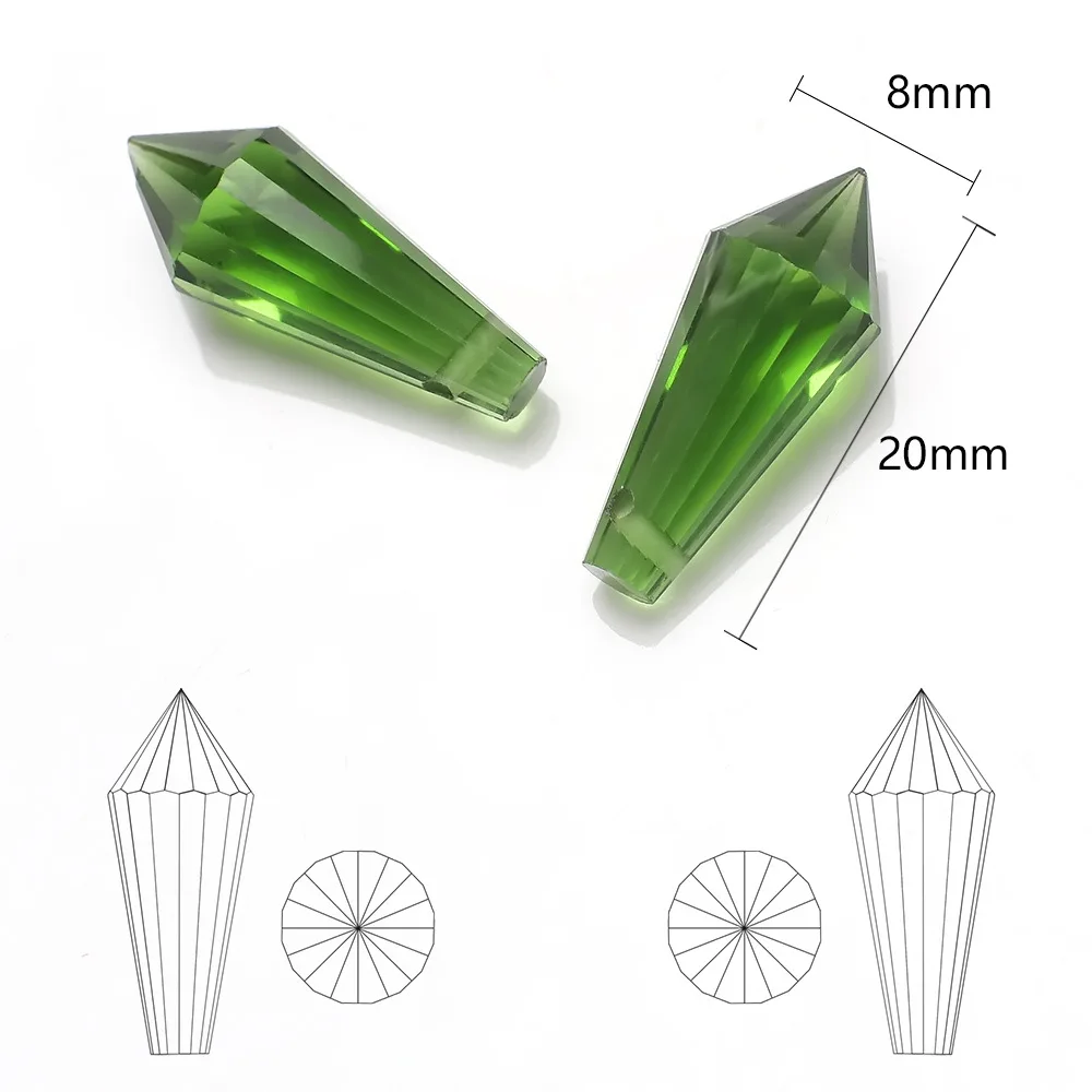 10pcs 8x20mm Teardrop Bicone Prism Faceted Crystal Glass Loose Crafts Pendants Beads Lot For DIY Jewelry Making Findings