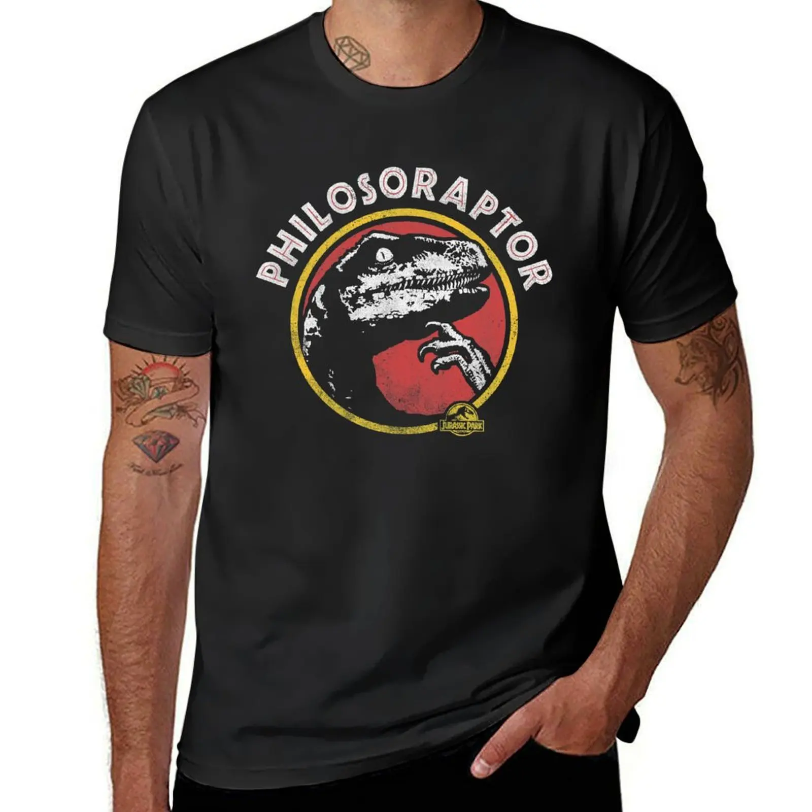 

Jurassic Park Philosoraptor Distressed Portrait T-Shirt cute tops tees men graphic t shirts