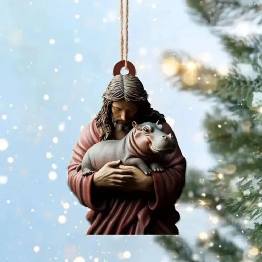 

Hippopotamus Christmas Ornament Hippo Hanging Decoration Cute Hippo Christmas Tree Ornaments for Holiday for Festive