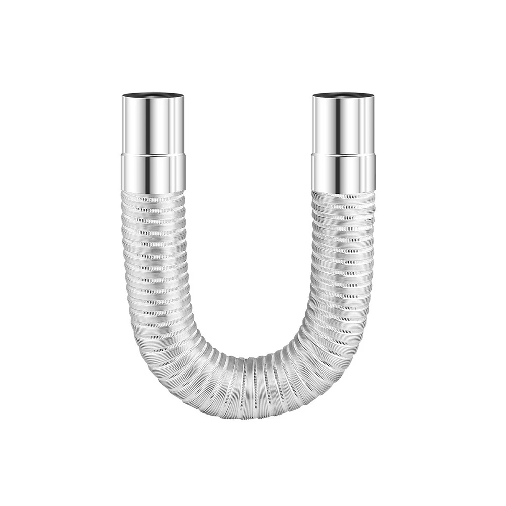 1x 50mm Elbow Pipe Chimney Liner Bend Multi Flue Stove Pipe 0.65-1.5M Stretching Flexible Hose Heater Exhaust Tube Connector