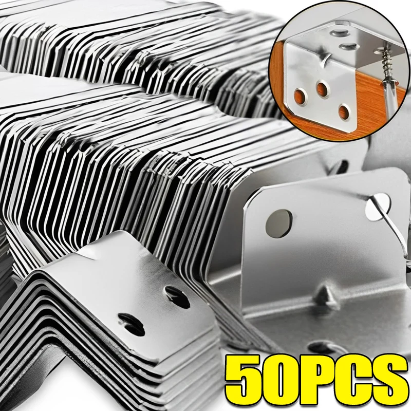 50/10 Stuks Rvs Hoekbeugels 90 Graden Haakse Connectors Voor Meubels Tafel Boekenplank Kast Hoek code