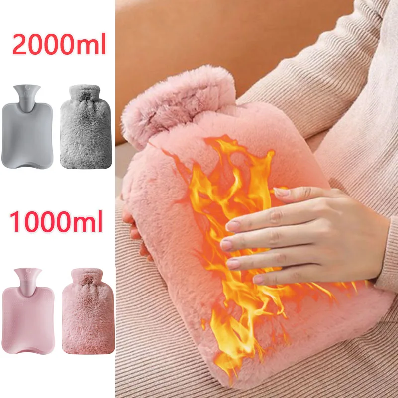 Hot Water Bag With Cover 2l/1l Hot Water Bottle For Bed Warm Water Bag Hand Feet Warmer Hot Compress Menstrual Cramp Pain Relief