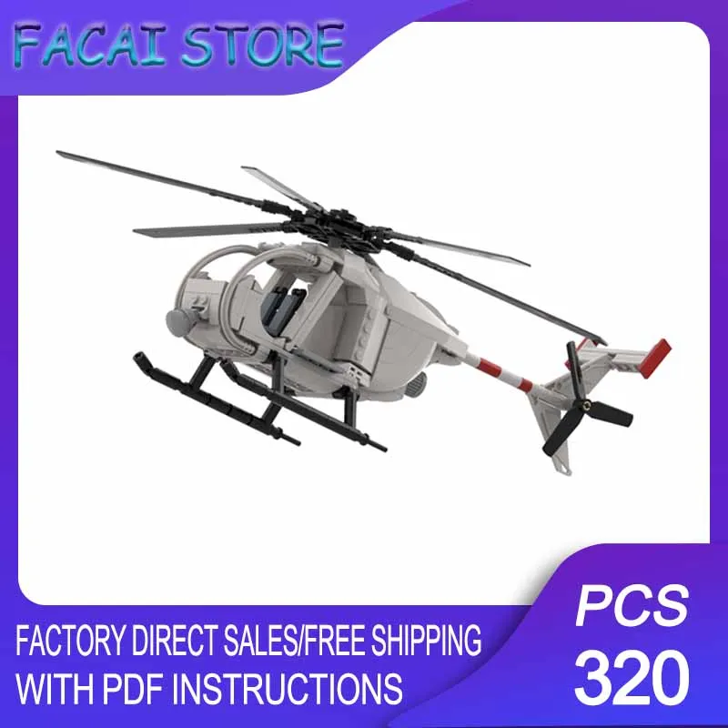 

Конструктор Fighter Moc: Модульные блоки для сборки вертолетов MD, модель MH-6 Little Bird, технологичные блоки, рождественский подарок, игрушка для самостоятельной сборки, строительный конструктор.