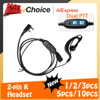 Dual PTT MIC Headset for BaoFeng Walkie Talkie UV-82 UV-82HP UV-82X UV82 UV-82L UV-8D GT-5 V2+ Radio Earpiece Baofeng Accessory
