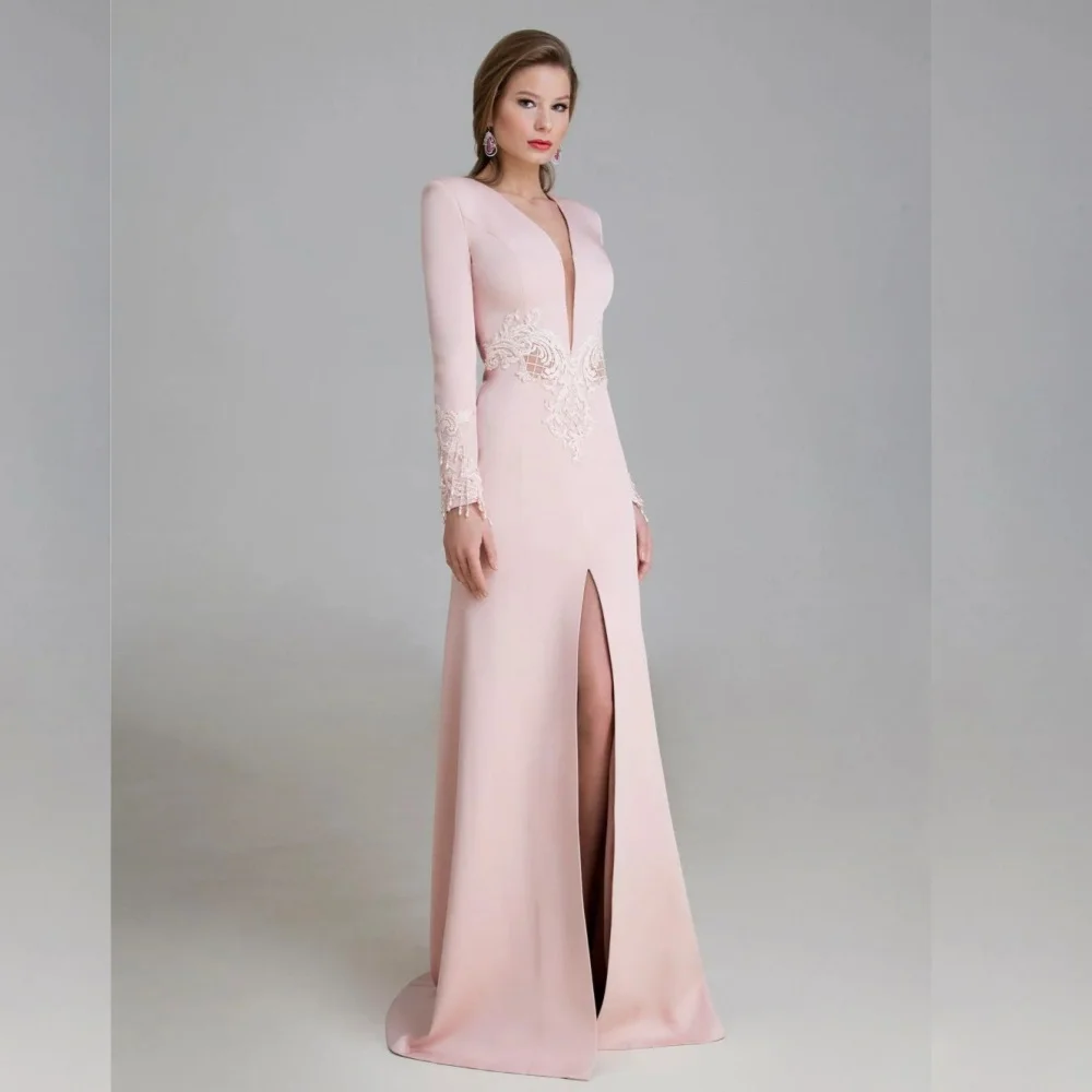 

High Quality Sparkle Exquisite Jersey Applique Tassel Formal Evening A-line V-neck Bespoke Occasion Gown Long Dresses