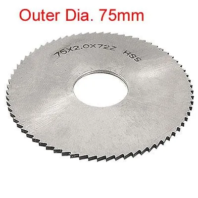 1pc Blade Silver Tone HSS Slitting Saw 75mmx22mm Hole Dia. x 0.4/0.5/0.6/0.7/0.8/1/1.1/1.2/1.3/1.5/2/2.5/3/3.5/4/4.5/5/5.5/6*72T