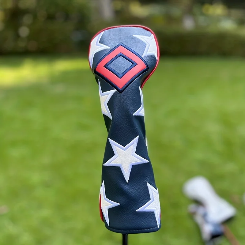 Five-pointed Star Golf Club Head Cover, PU Leather Waterproof And Wear-resistant Club Cover, For Hybrid, Driver, Fairway