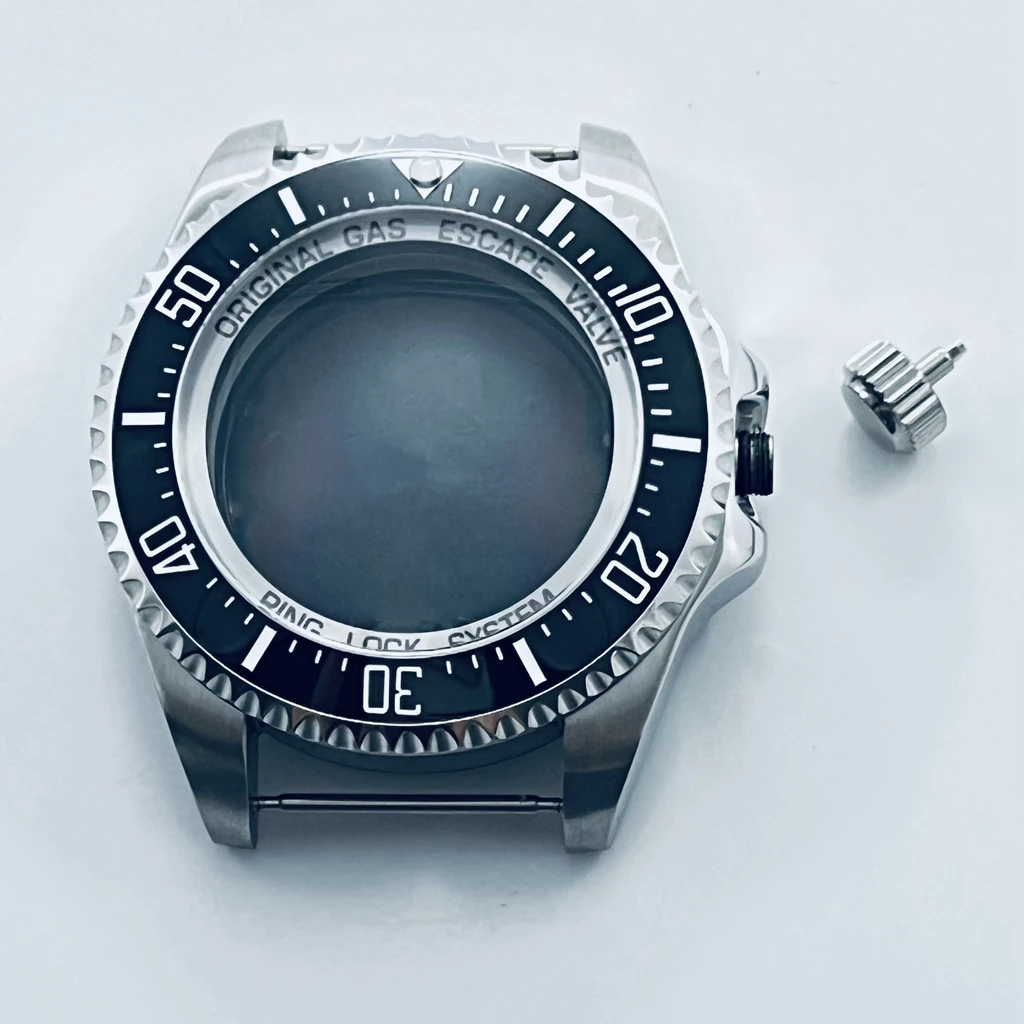 High Quality 44mm SEA Stainless Steel Watch Case Ceramic Bezel Sapphire Glass Fit NH34 NH35 NH36 NH38 NH39 NH70 NH72 Movement