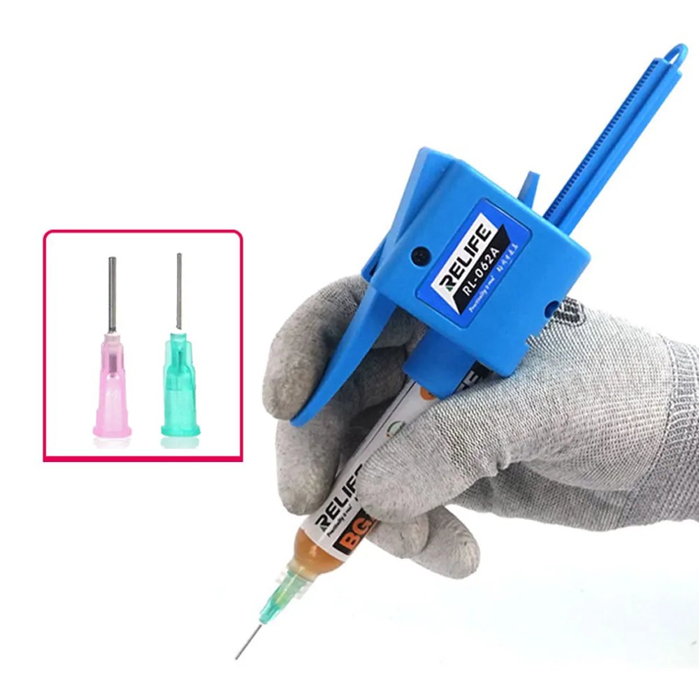 

RL-062A Manual Glue Gun Mobile Phone Repair Motherboard Welding Oil Syringe Booster Easy to Drain Push Rod Supercharger Tool