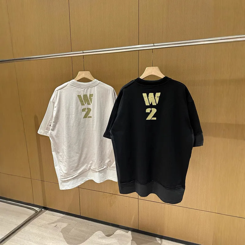 프로젝트 G/R Grailz 2026 비대칭 페이크 투피스 비주얼 디스플레이스먼트 패치워크 레터 프린트 반팔 티셔츠