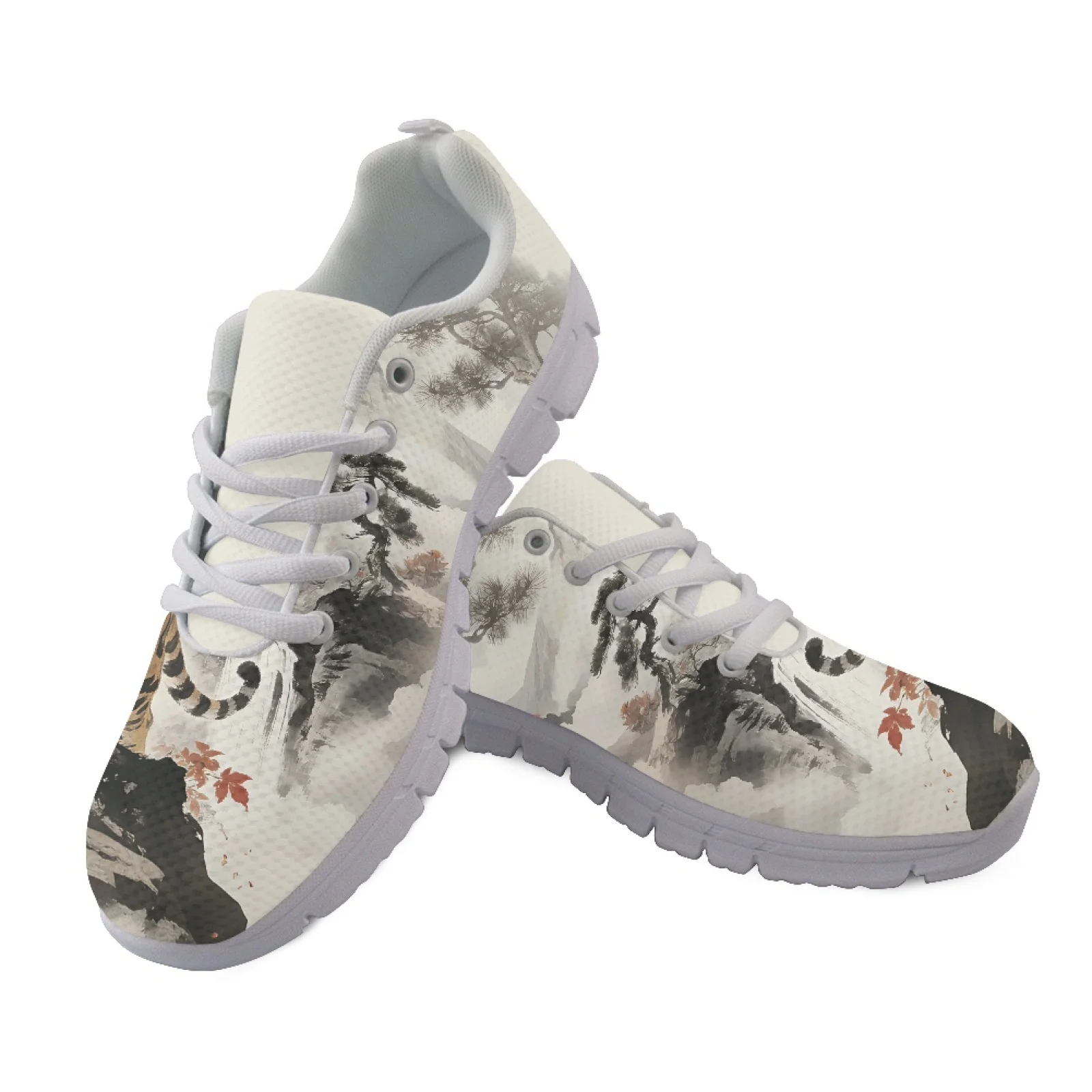 Coloranimal Lace Up Breathable Walking Shoes for Ladies Women Running Shoes for Gym Leopard Croc
