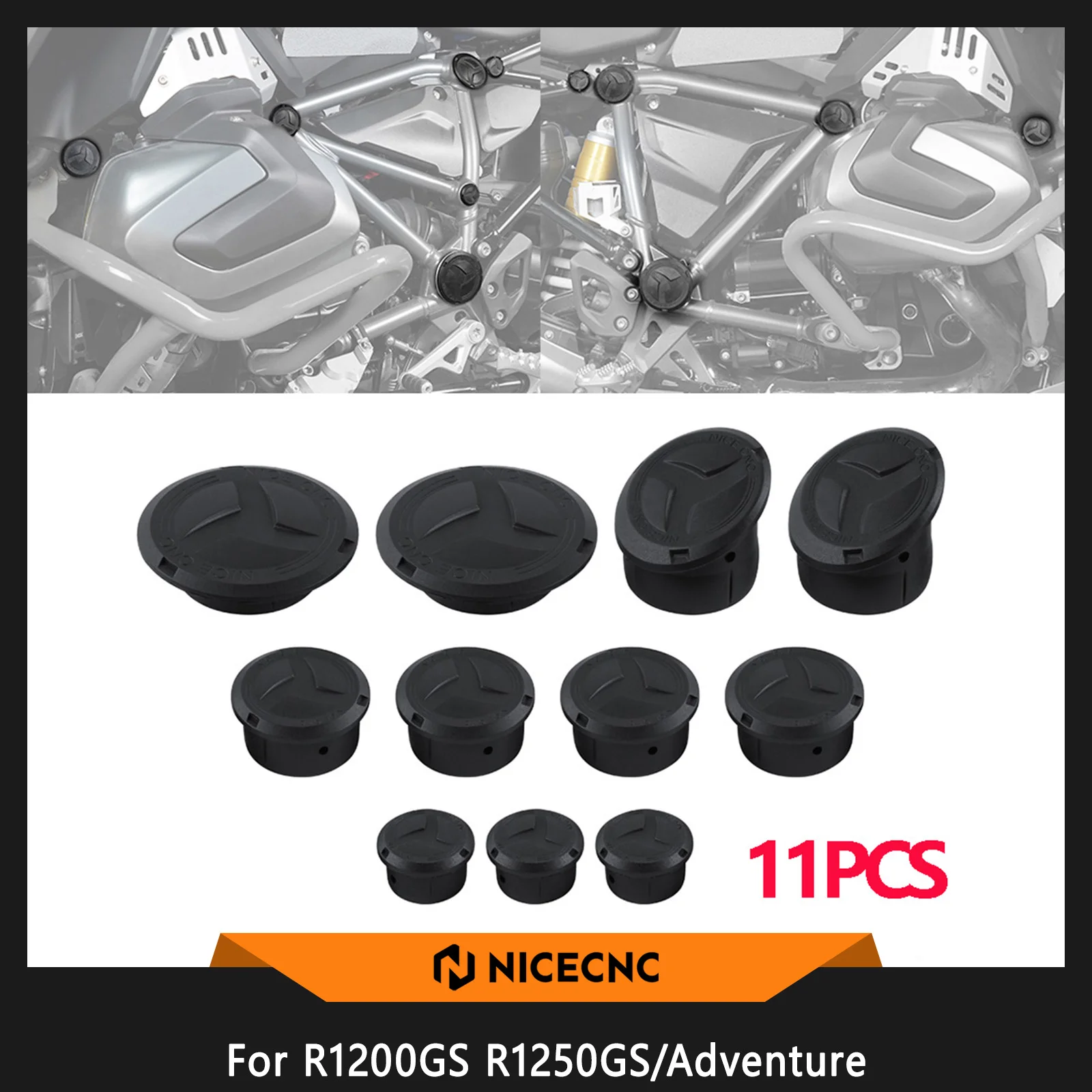 

11PCS For BMW R1250GS Adventure 2018-2024 R1200GS R 1200 GS Adventure 2014-2018 R 1250 GS Motorcycle Frame Hole Cover Caps Plug