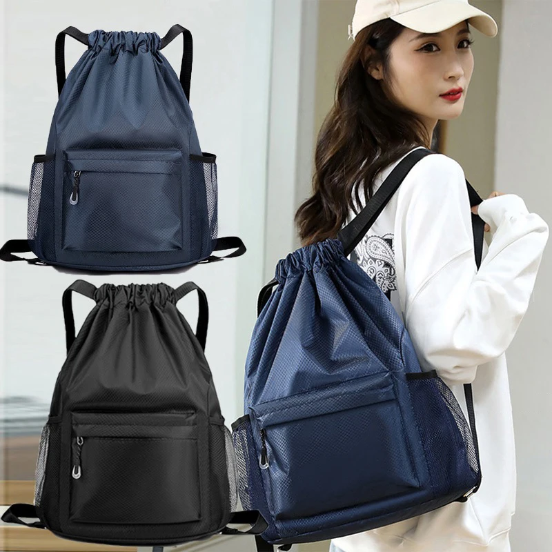 Mochila impermeable con cordón para hombre y mujer, bolso de senderismo deportivo, bolsillo con cordón, Simple, nuevo