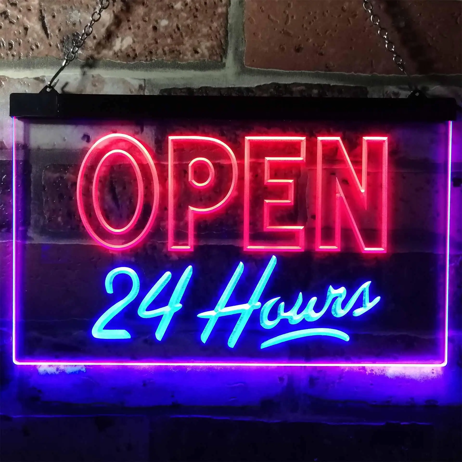 

Открытая 24-часовая двухцветная светодиодная неоновая вывеска st6-i0035