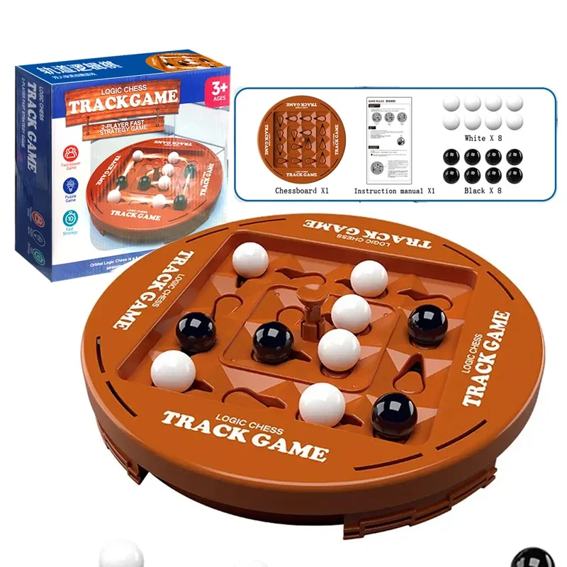 Lustiges 4-in-1-Reihe-Track-Logik-Schach-Dual-Verbindungsbrettspiel-Spielzeug für Kinder, Denktraining, Gehirn-Steigerung der Intelligenz, Spielzeug