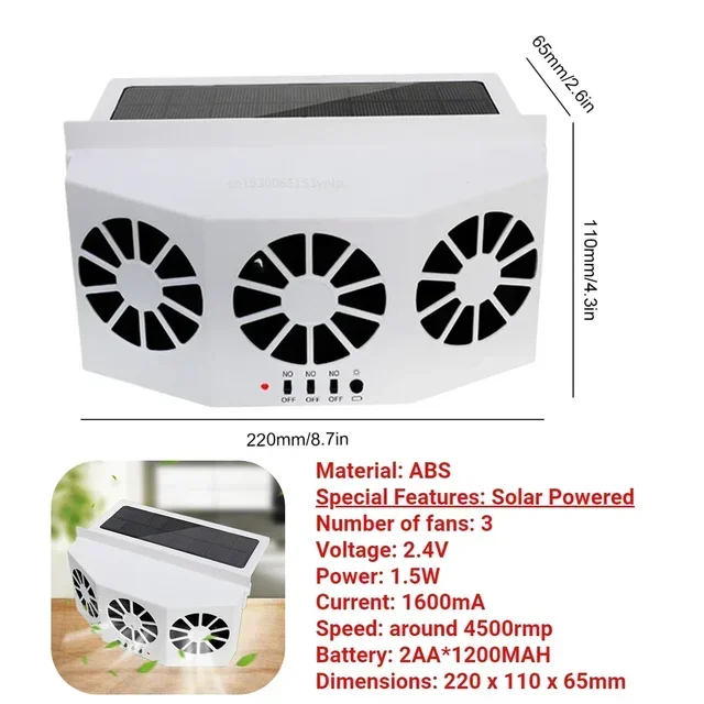 Auto-afzuigventilator 3-kops koelventilator USB-aangedreven auto-luchtreiniger Radiatorventilator Vensterventilatie Koele ventilatie Interieuraccessoires