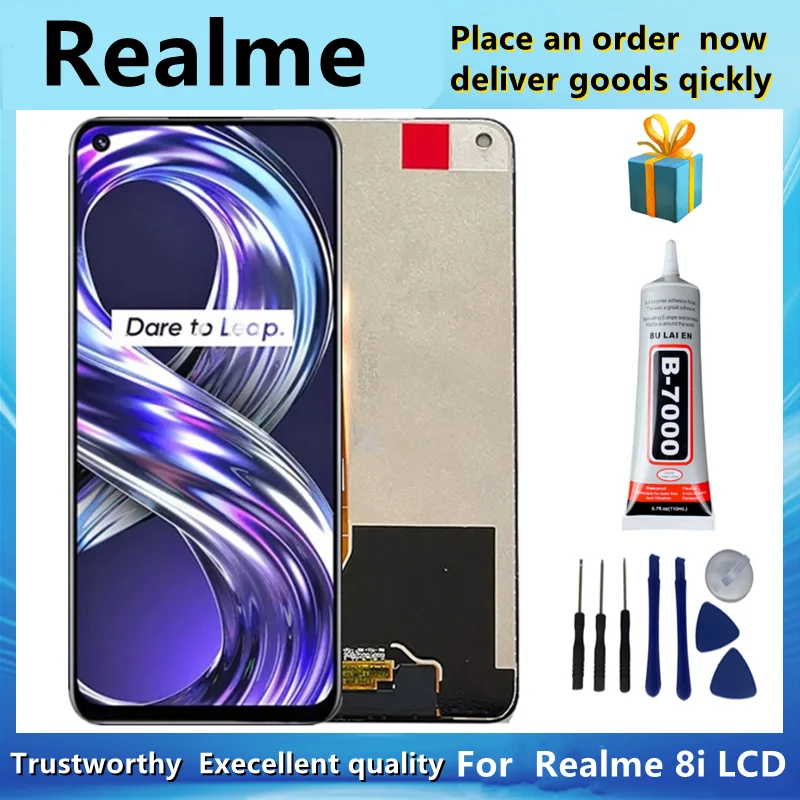 6.6\'\'Original For OPPO Realme 8i LCD Display WIth Frame 10 Touch Screen Digitizer Assembly  For Realme8i RMX3151 LCD Replacement