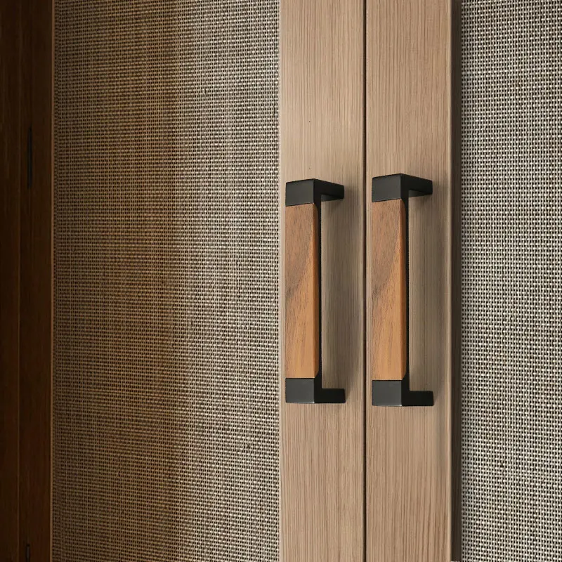 ตู้ครัวไม้จับวอลนัทสีดําห้องนอนตู้เสื้อผ้า Dresser ดึงเฟอร์นิเจอร์สไตล์จีนจับฮาร์ดแวร์