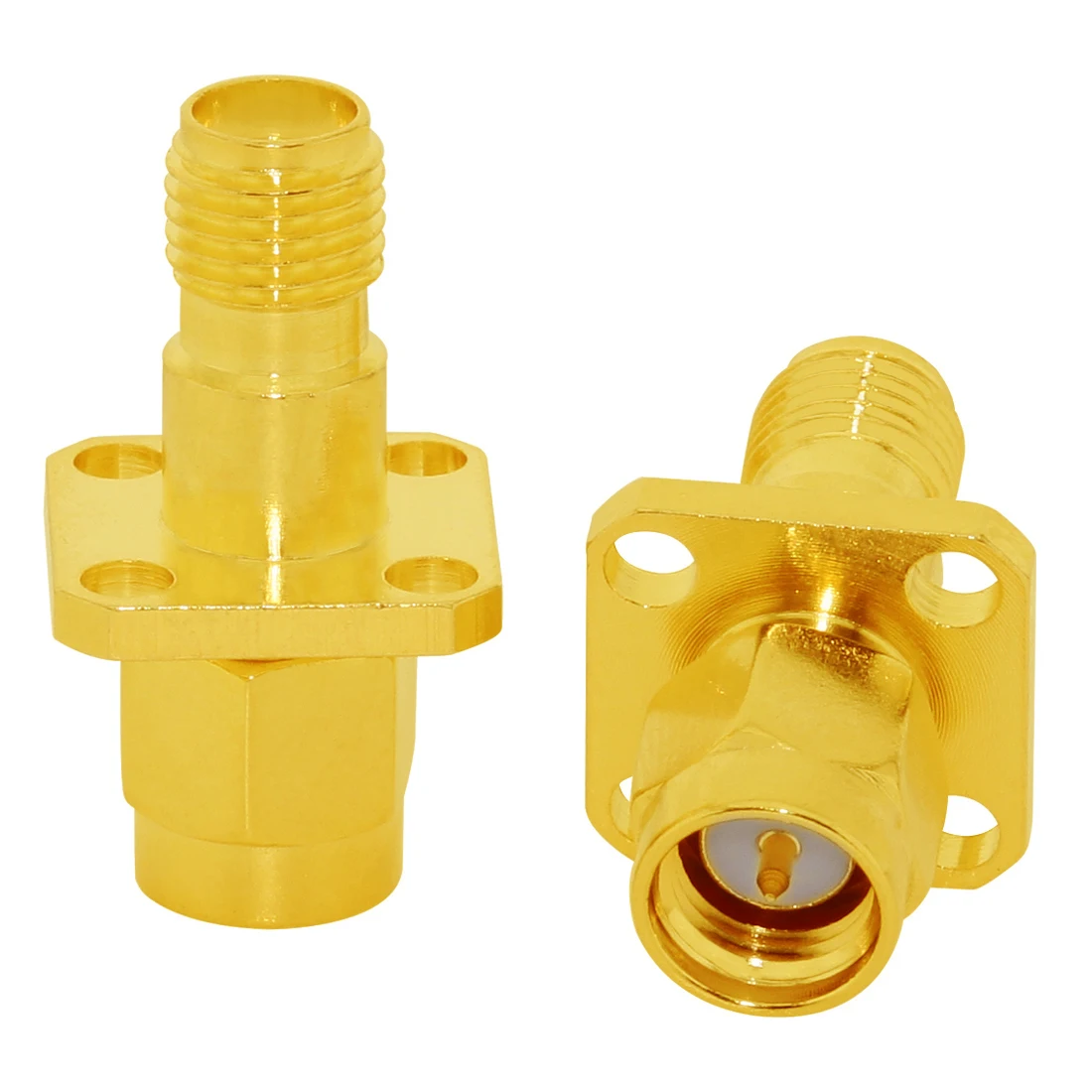 1pc SMA Female Switch Male RF Coax Adapter Convertor 4-Hole Panel Mount Flange Goldplated New Wholesale