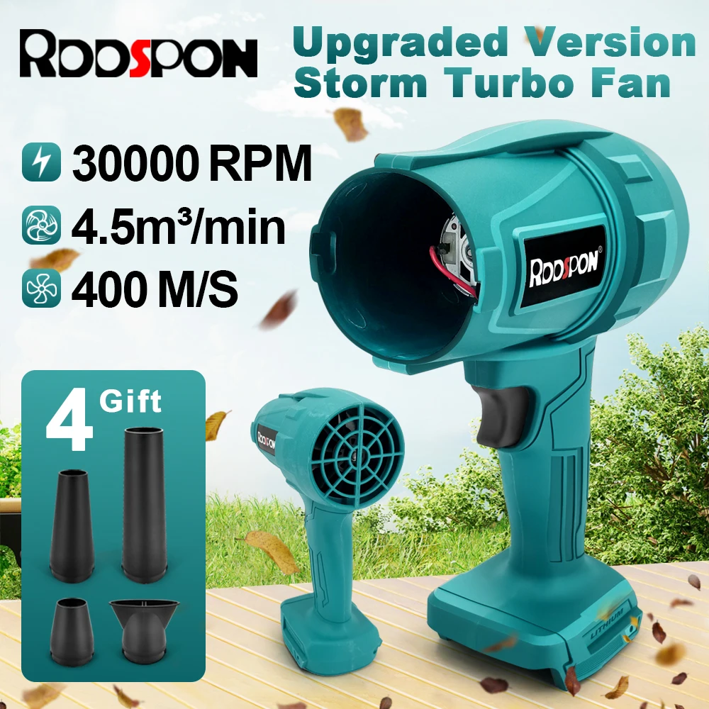 

Электрический воздуходувка 30000 об/мин, 400 м/с, ручные турбоструйные воздуходувки, беспроводные мощные воздуходувки для листьев для электроинструментов с аккумулятором Makita 21 В