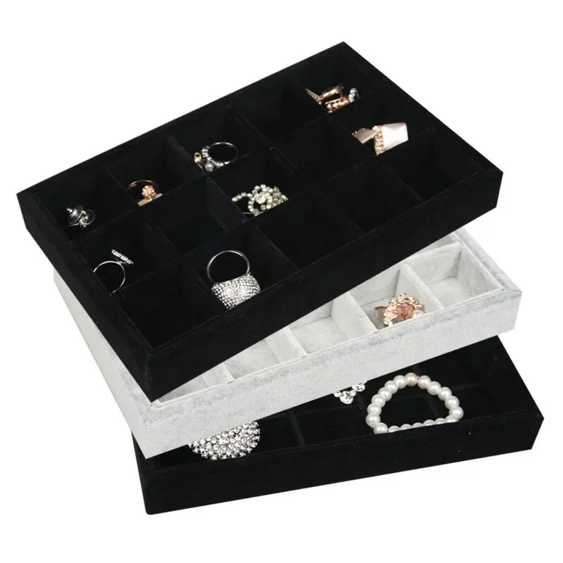 

15Grids Velvet Jewelry Display Tray Holder Casket Storage Organizer Jewelry Beads Earrings Ring Pendant Box