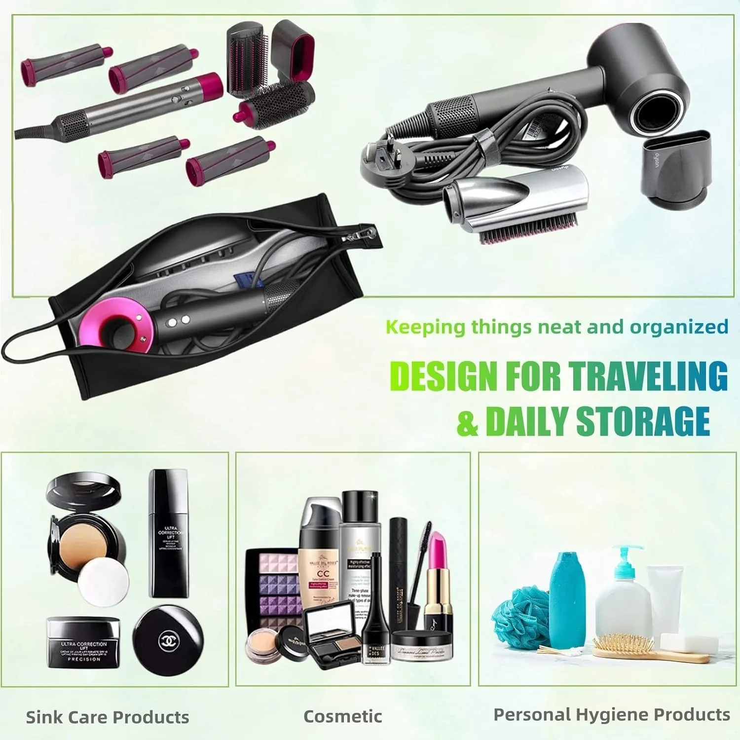 Reiseetui für Dyson Airwrap Styler/Shark Flexstyle, Tragbare Tragetasche für Dyson Supersonic Haartrockner, Wasserdicht und Rutschfest – Detail 9
