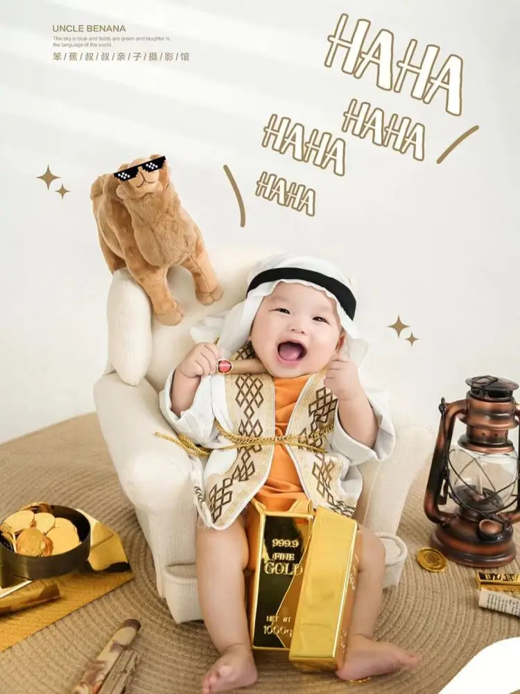 Newborn Photography Outfit Baby Souvenirs Clothing 1 Year Old Boys Accessories Arab Style Props Kids Birthday Gifts Decoration