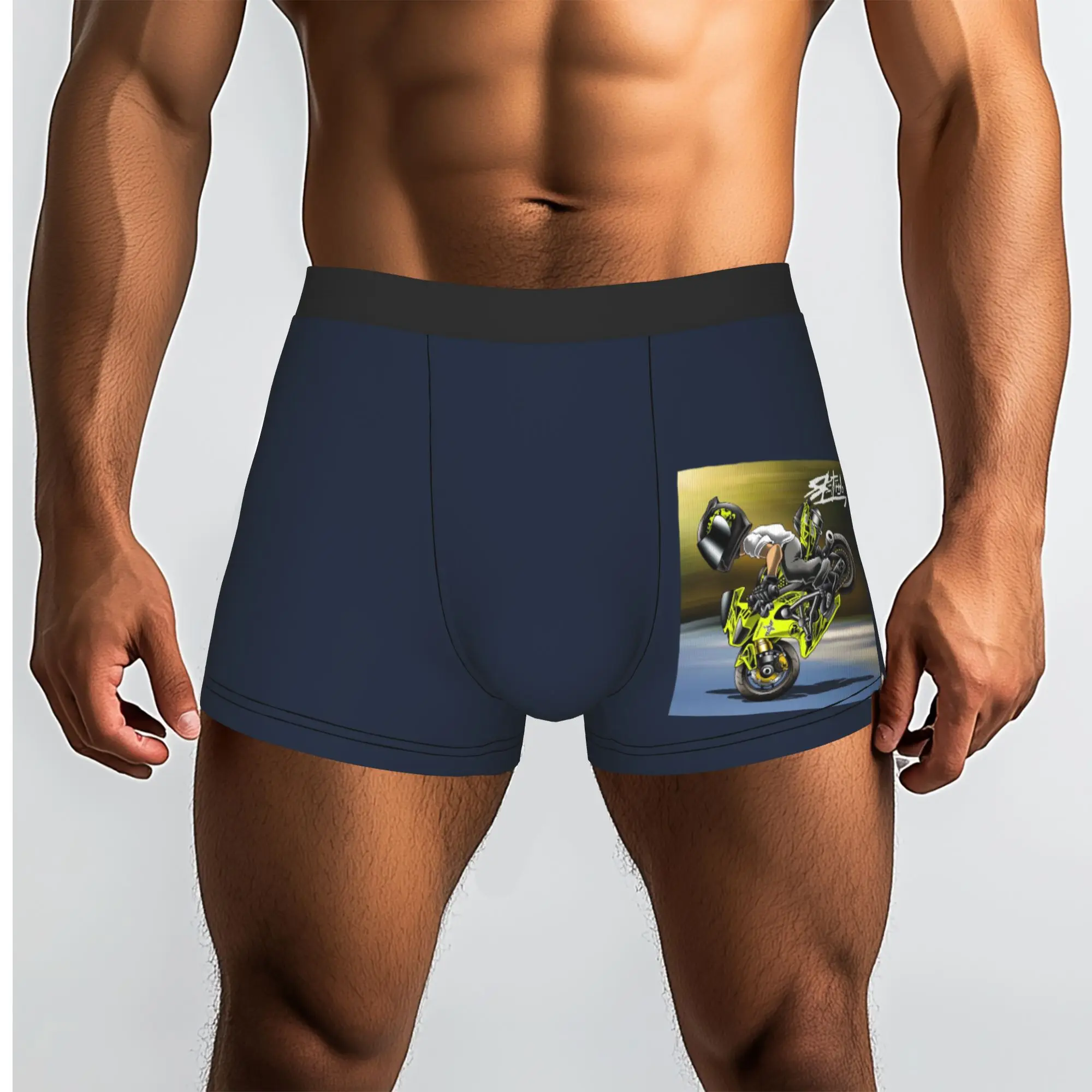 Custom Motorcycle Speed Stunt Sport Pattern Underwear Men Print Cartoon Mobile Bike Boxer Shorts Panties Briefs Soft Underpants