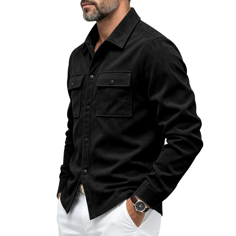 2026 Herren-Wildlederjacke und -hemd für Herbst und Winter, Arbeitskleidung mit geradem Schulteransatz, mehrfarbige Oberbekleidung, modisches Hemd! – Detail 17