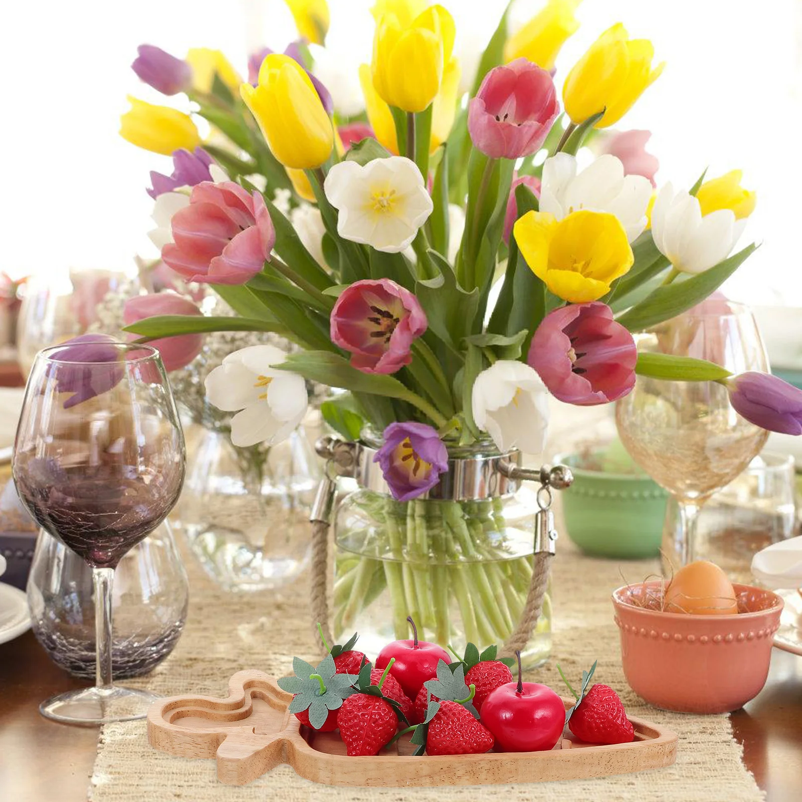 

Easter Bunny Tray Wooden Platter Creative Cartoon Shape Solid Wood Plate Serving Fruits Desserts Snacks Home Kitchen