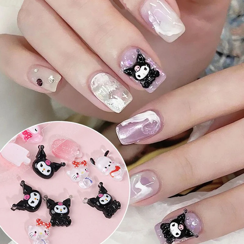 100 Stück Sanrio Nagel Charms,Kawaii Kuromi Hallo Kitty Nail Art Design Strass steine liefern für DIY Maniküre Nagel dekoration