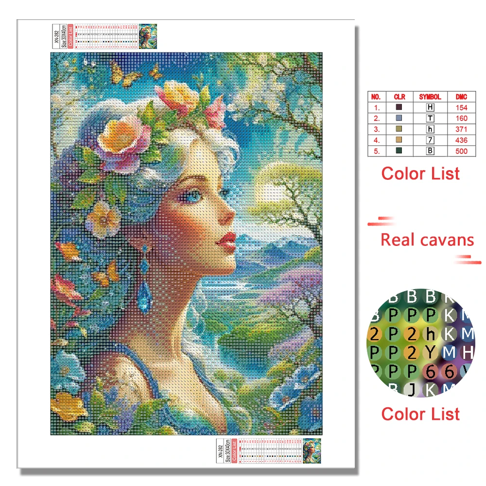 MomoArt Diamond Painting Woman Portrait Full Square Round Girl Mosaic Flower Embroidery Cartoon Needlework Wall Decoration