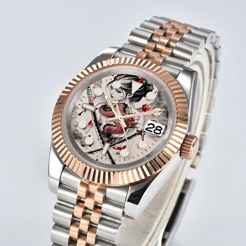 customized 36/39mm NH35 watch Movement Creative pattern 316 Stainless steel NH35a Mechanical watch for men and women watches