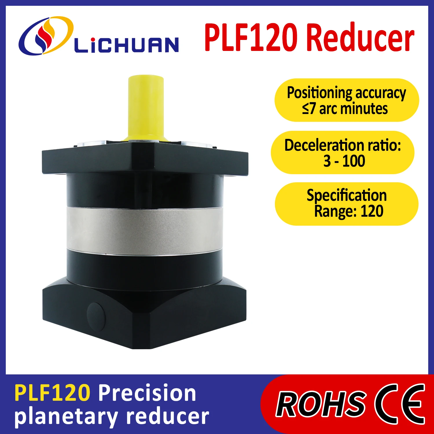 Lichuan PLF120 120mm High Precision Torque Planetary Speed Reducer Gearbox 3:1~100:1 Planetary Reducer Gearbox for Servo/Stepper