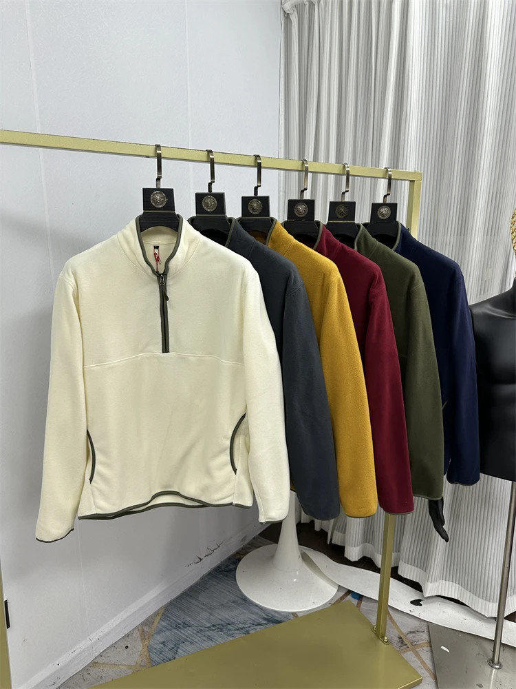 

Faionable Outdoor Men's Fce Sweatirt Casual Trendy f Zip up Warm Polyester Long Sve Sportswear for Middle Youth