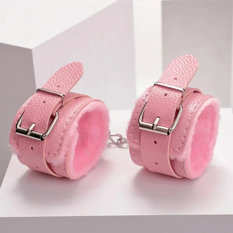 Menottes en peluche sexy en cuir PU pour femmes, manchette de rinçage, bracelet cosplay, fétiche, jouets sexuels, accessoires Bsie M, fournitures de jouets de jeu pour adultes