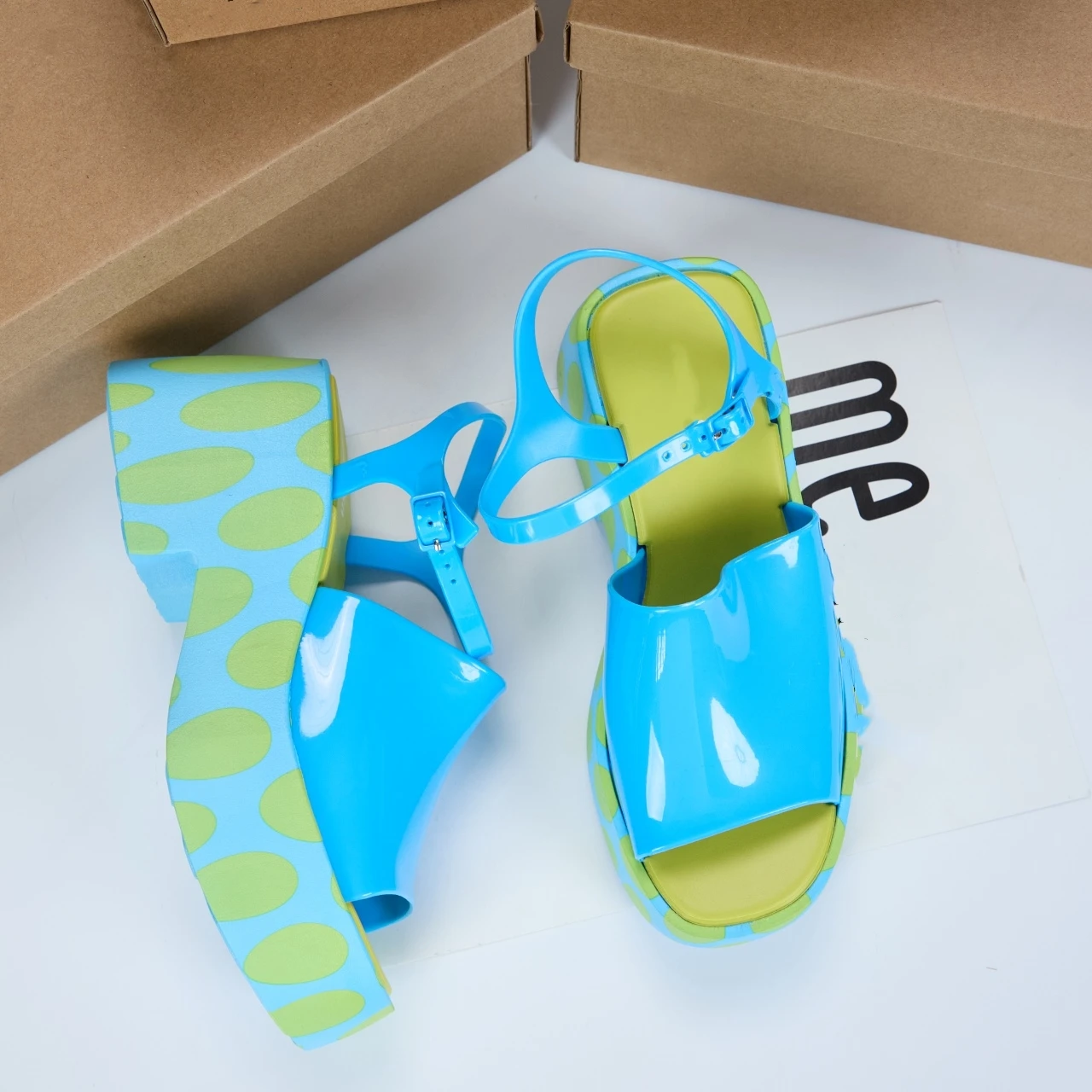 Ladies Printed Jelly Shoes Women's High-heeled Sandals Adult Girls EVA Thick Soled Sponge Beach Shoes Fragrant Shoes Female
