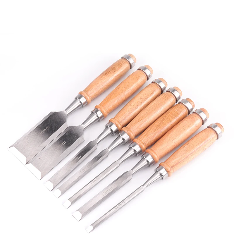 Woodworking chisels Solid beech handle half-round chisels Wooden tool cutter Pierce chisel chisel flat spatula chisel cutter