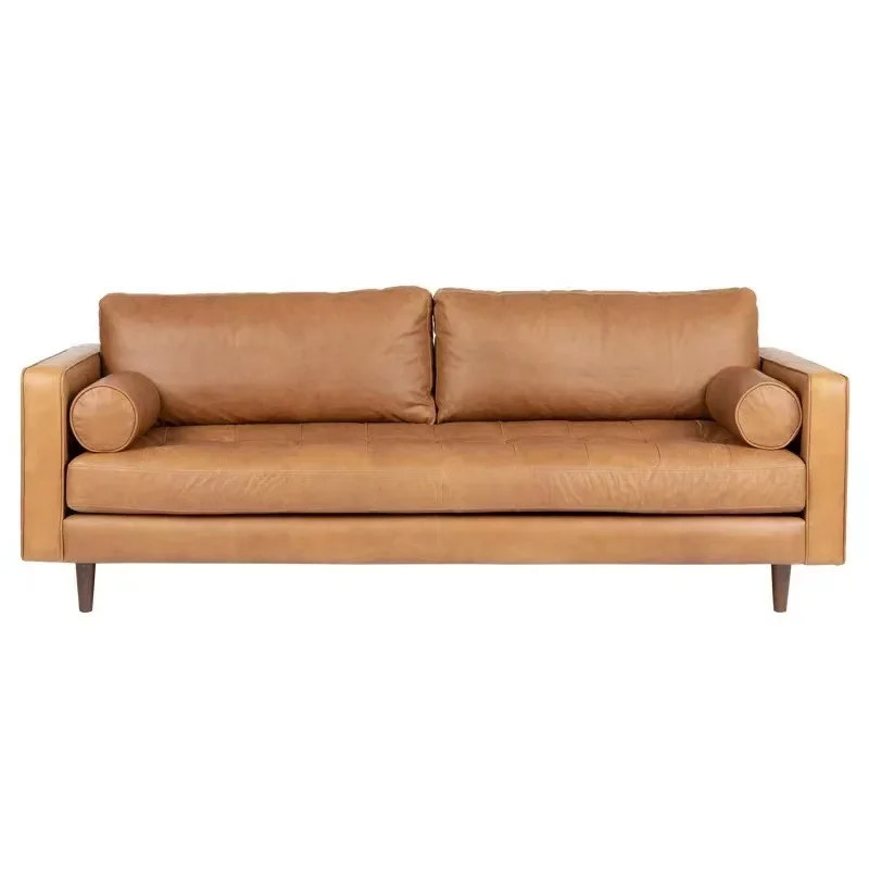 

Sofa Small Apartment Living Room Nordic Entry Lux Style Straight Row Three-Seat Internet Celebrity Faux Leather