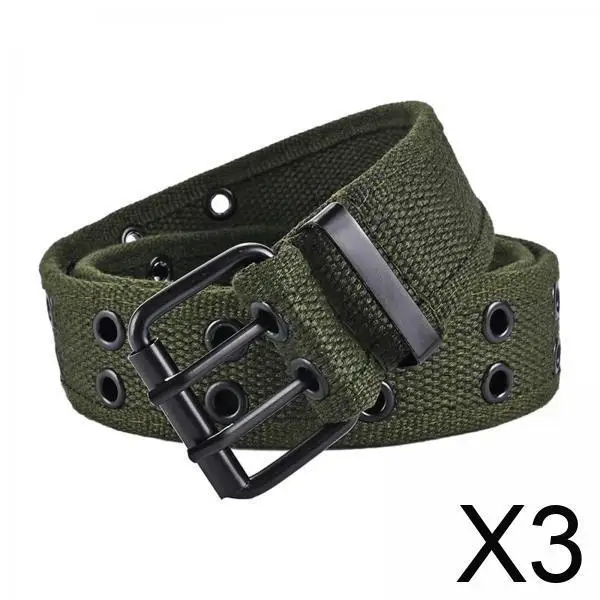 

Холщовый ремень с двойными люверсами, регулируемый поясной ремень в стиле панк, модный дизайнерский ремень для взрослых унисекс, джинсовые брюки