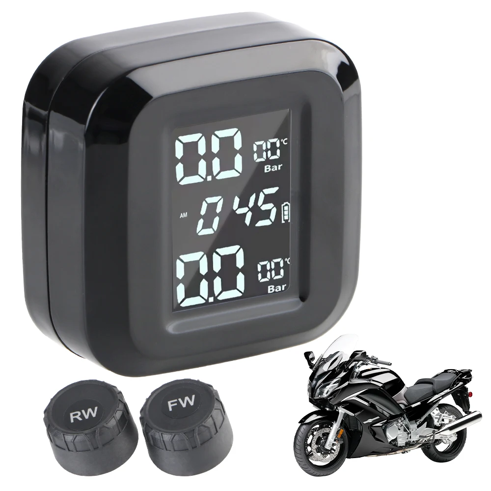 

Motorcycle Tire Pressure Sensor Monitor System Wireless Auto Security Alarm TPMS External Sensors USB Charge High Precision