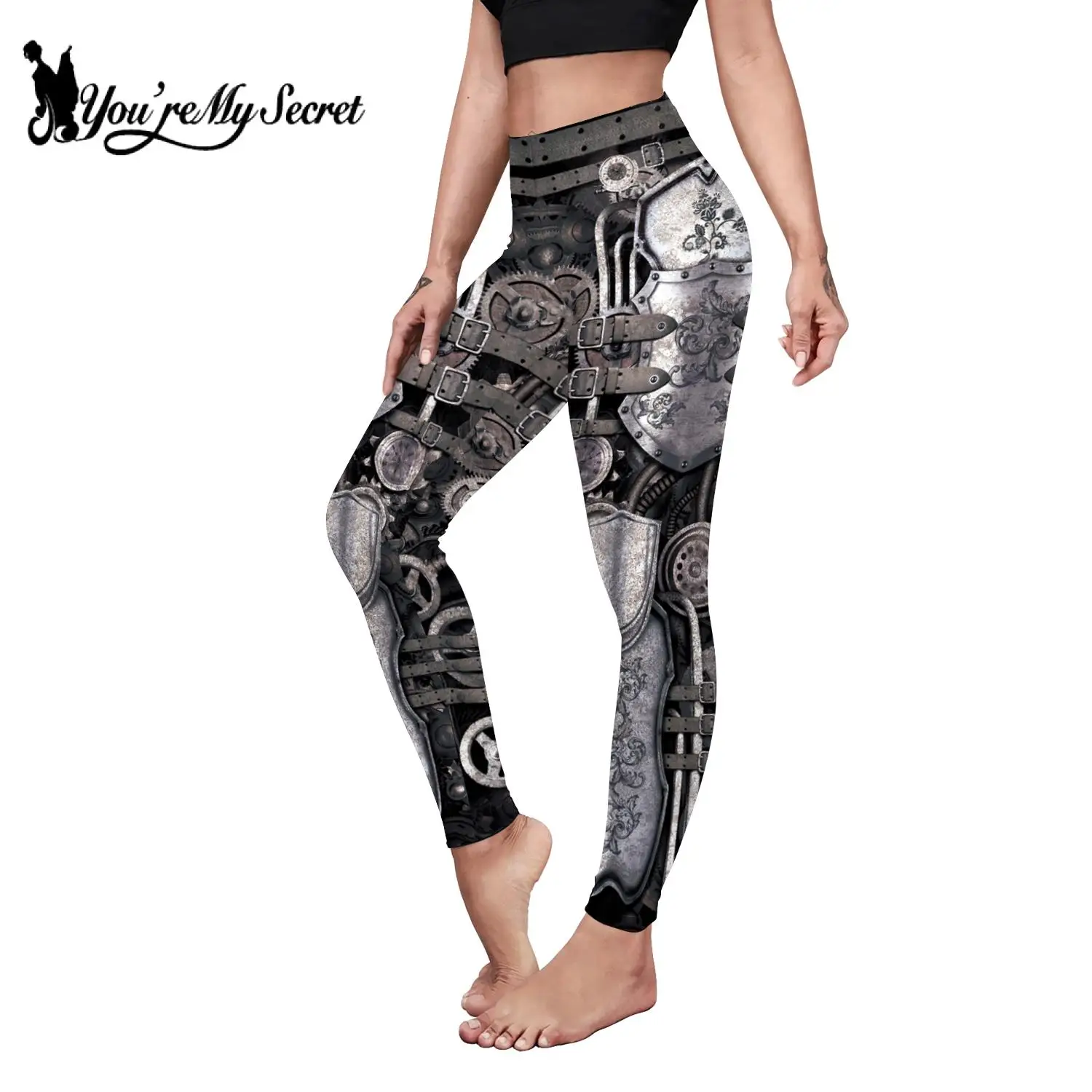 Você é meu Secret-3D leggings impressos para mulheres, calças de treino, vintage, engrenagem mecânica, steampunk, fitness, sexy, fino