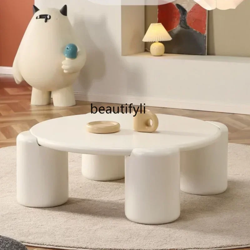 new Round Tea Table Side Table Creative Living Room Cream Tea Table Bed & Breakfast Minimalist ss 8617