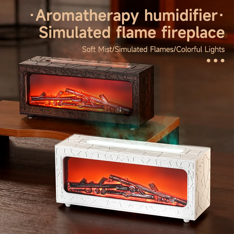 Retro fireplace aromatherapy machine, silent ultrasonic intelligent remote control, simulated flame aromatherapy machine