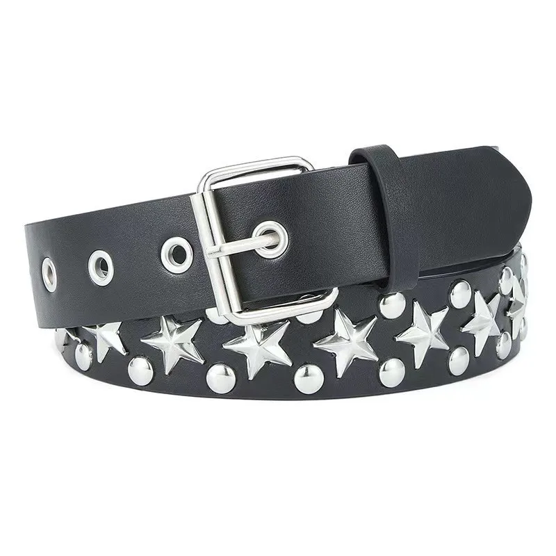 Fashion Square Bead Rivet Belt Metal Pyramid Belt for Men & Women Punk Hardware Jeans Belt Y2K Designer Belt for Women