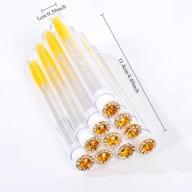 10Pcs Eyelash Brush Tubes With Crystal Lash Mascara Wands Eyebrow Comb Spoolies Container Lash Brush Applicators Makeup Tools