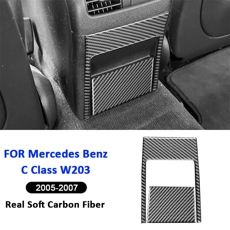 

For Mercedes Benz C Class W203 2005-2007 Carbon Fiber Car Rear Storage Box Panel Trim Cover Decorative Modification Sticker