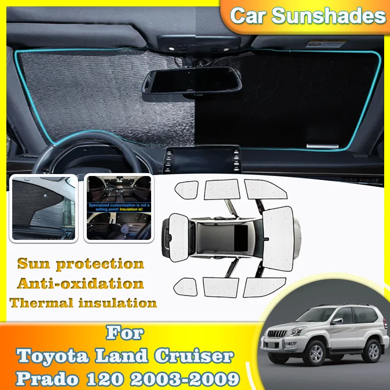 

Car Sunshade Cover For Lexus GX 470 Toyota Land Cruiser Prado J120 2003-2009 Sun Visors Windshield Window Sunshades Accessories