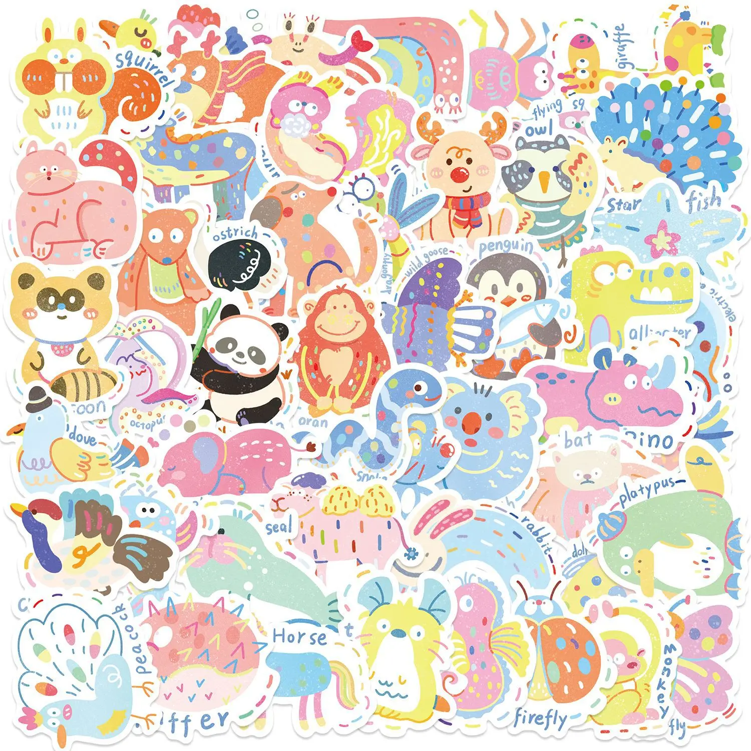 

50/100PCS Cartoon Painted Animal Graffiti Stickers for Decorative Guitar Notebook Luggage DIY Waterproof Stationery Stickers